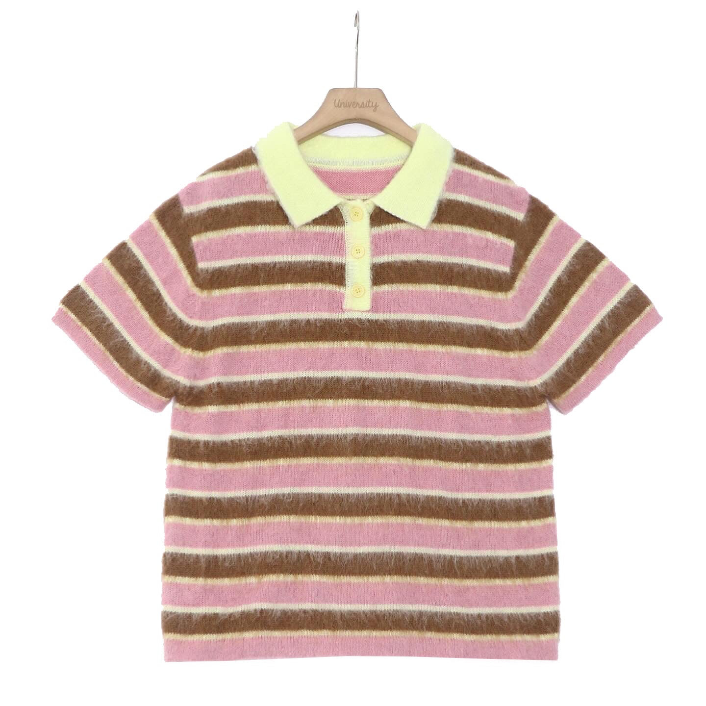 Mohair Short Sleeve Knitted Polo Shirt